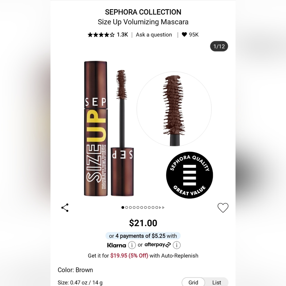 Sephora Brown Volumizing Mascara for Defined Lashes
